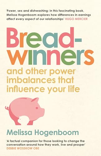 Book cover with colorful title, "Breadwinners," and a pink pig illustration.