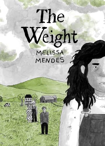 Book cover: illustrated portrait of a person with a family in a field.