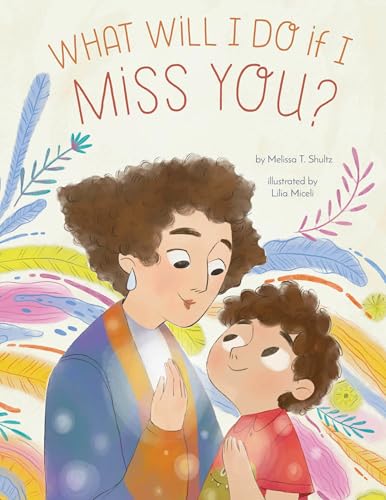 Illustration of a mother and child embracing, with colorful floral background.