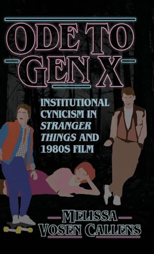 Book cover with neon text, silhouettes of figures, and forest backdrop.