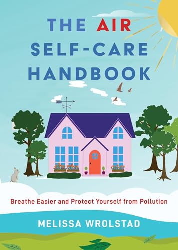 Book cover with a pink house, trees, sun, and title: "The Air Self-Care Handbook".