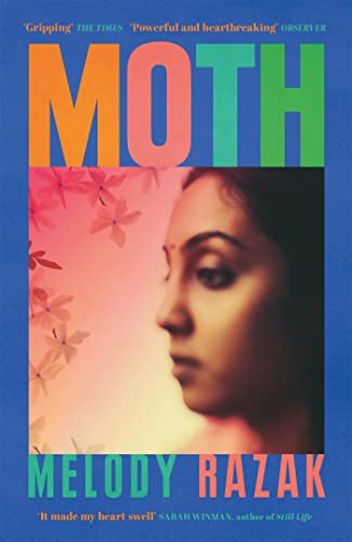 Book cover: "Moth" by Melody Razak, featuring a woman’s profile.