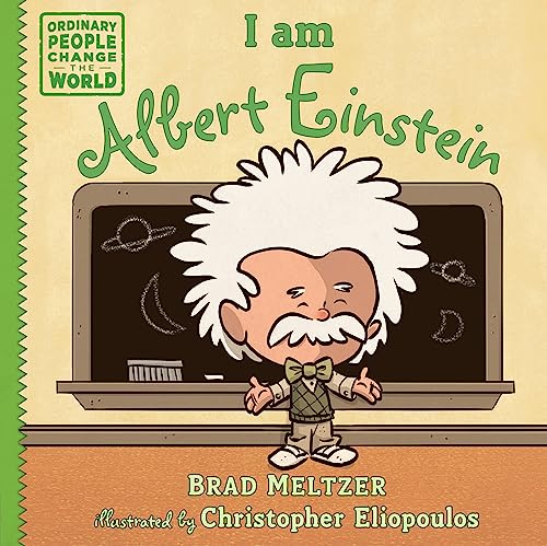 Children’s book cover featuring a cartoon Albert Einstein with white hair.