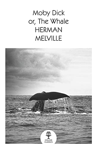 Book cover: “Moby Dick” by Herman Melville, featuring a breaching whale.