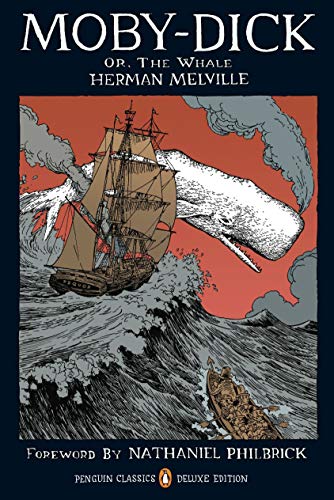 Book cover: sailing ship, whale, and turbulent waves in red and gray.