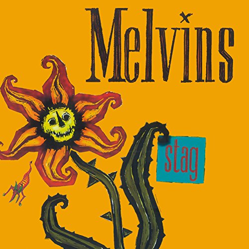 Melvins Stag album cover featuring a stylized flower on a bright orange background.
