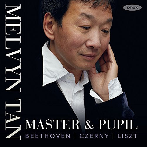 CD cover featuring pianist Melvyn Tan in a portrait, with text details.