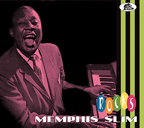 CD cover featuring Memphis Slim playing a piano, with colorful text.