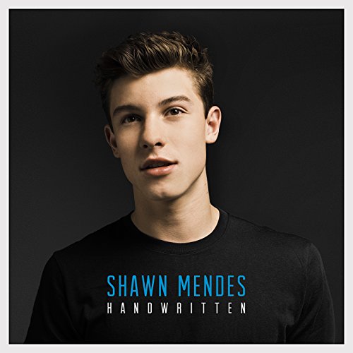 Shawn Mendes album cover, "Handwritten," featuring a portrait of the artist.