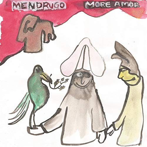 Watercolor illustration of three figures in costumes, a bird, and flowers.