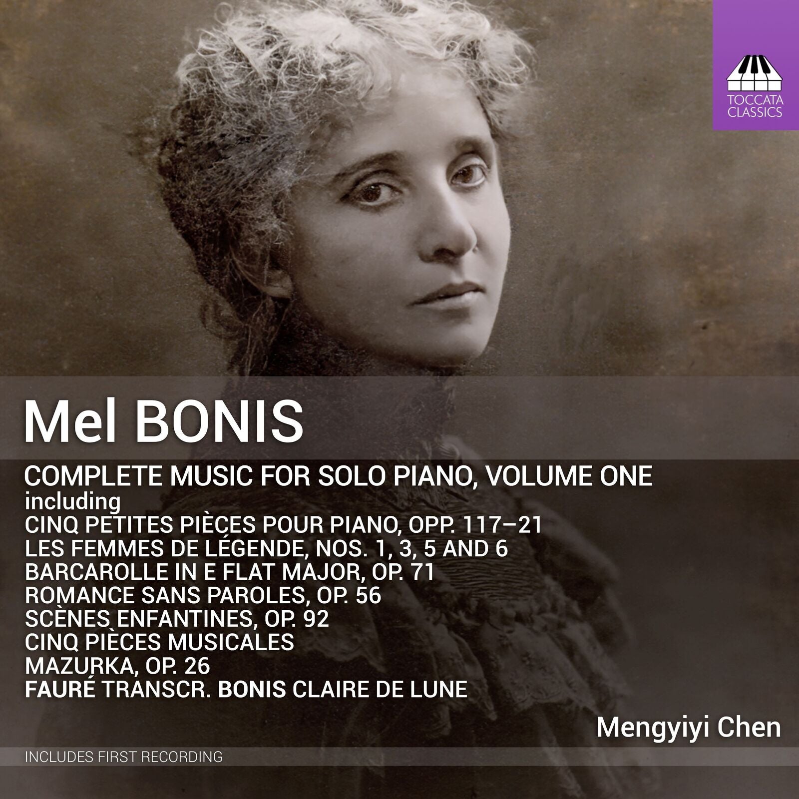 CD cover for Mengyiyi Chen’s “Bonis - Music For Solo Piano,” featuring a portrait.