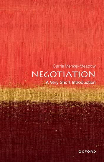 Book cover: "Negotiation" by Carrie Menkel-Meadow, red and gold abstract design.