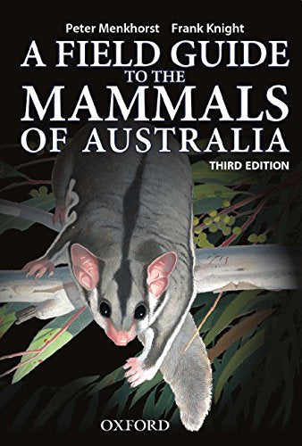 Book cover: "Field Guide to Mammals of Australia" featuring a sugar glider.
