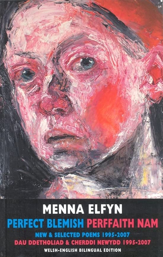 Poetry book cover with a textured, painted portrait of a person.