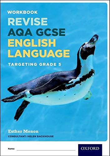 AQA GCSE English Language revision workbook cover featuring a swimming penguin on blue background.
