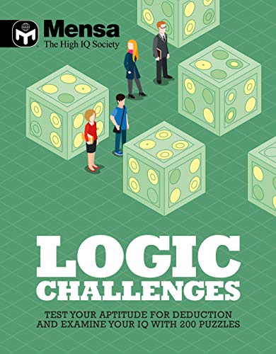 Mensa Logic Challenges book cover with people among large dice.