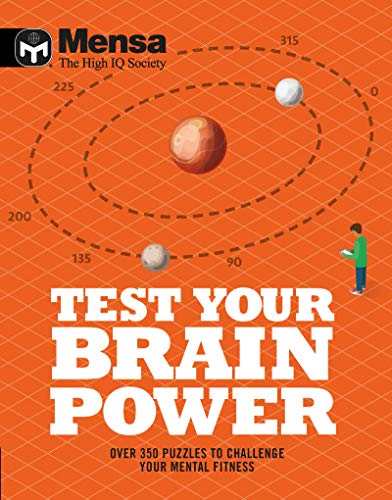 Orange book cover with brain illustration and large white text: "Test Your Brainpower".