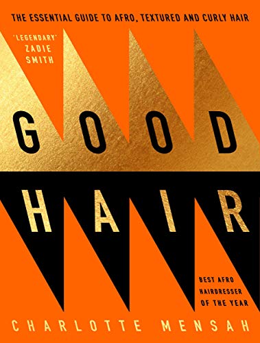 Book cover: "Good Hair" with bold orange and gold geometric design.