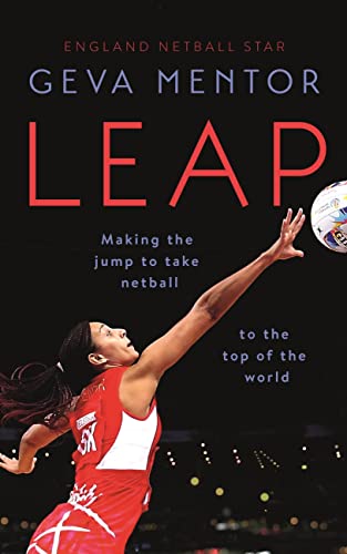 Book cover featuring netball player Geva Mentor in action, reaching for ball.