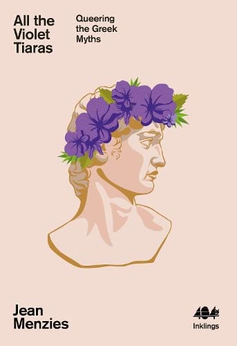 Book cover: bust with violet flower crown, peach background, text.