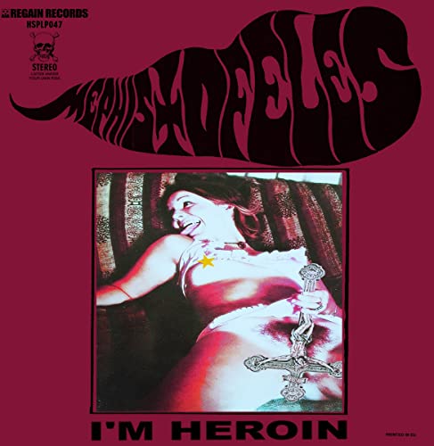 Vinyl record cover: woman with crucifix, dark red and black design.