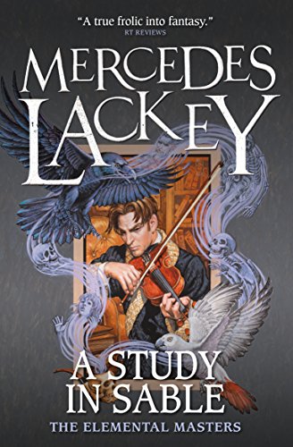 Book cover: man playing violin, spectral figures, and birds in swirling mist.