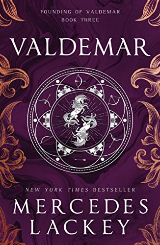 Book cover for Founding of Valdemar Book Three with a purple marble background and horses.