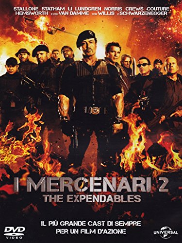 DVD cover for "The Expendables 2" featuring action stars and flames.