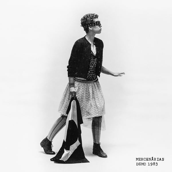 Black and white album cover featuring a person with a blindfold, 1983.