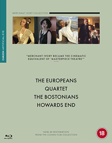 Blu-ray cover for the Merchant Ivory Collection featuring four film stills and titles.