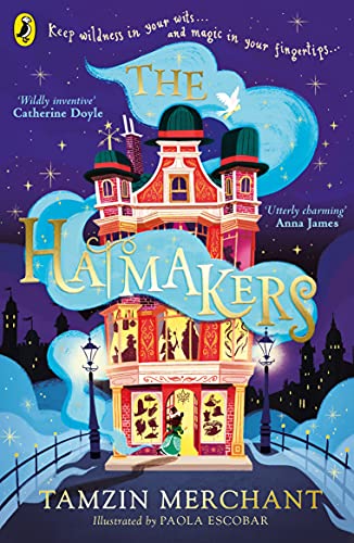 Book cover for "The Hatmakers" featuring a whimsical, ornate building.