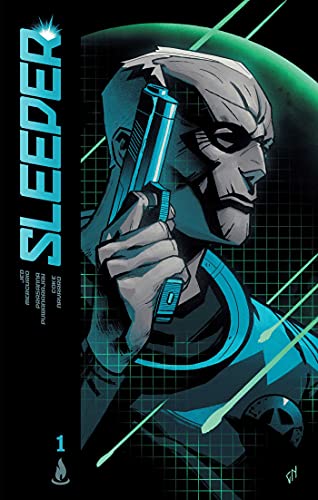 Comic book cover featuring a masked man holding a futuristic gun.