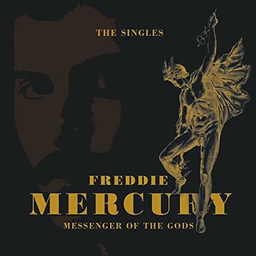 Freddie Mercury album cover featuring a golden statue and profile.