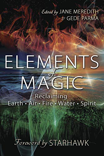 Book cover with elemental imagery: fire, water, earth, air, and spirit.
