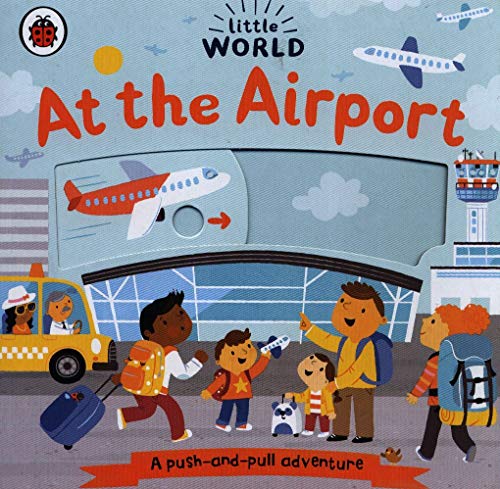 Colorful children’s book cover depicting a busy airport scene with travelers.