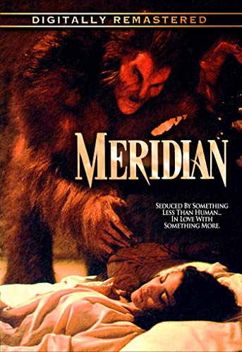 DVD cover for "Meridian" featuring a beast looming over a sleeping woman.