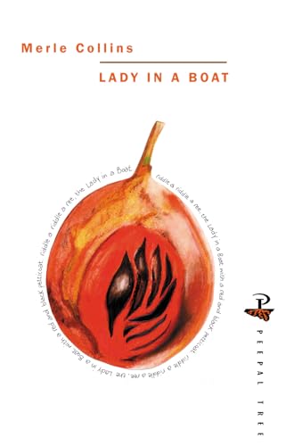 Book cover: red fig shape with dark center, title "Lady in a Boat".