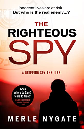Book cover: "The Righteous Spy" with a silhouetted figure and red tones.