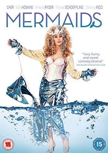 DVD cover for "Mermaids" featuring Cher in mermaid-inspired attire.