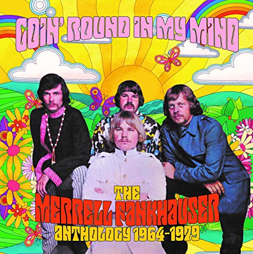 CD cover featuring a psychedelic landscape and a group portrait.