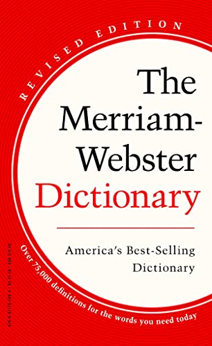 Cover of "The Merriam-Webster Dictionary," a white book with red accents.