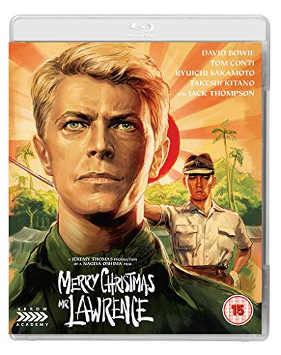 “Merry Christmas Mr. Lawrence” Blu-ray cover featuring David Bowie and a Japanese officer.