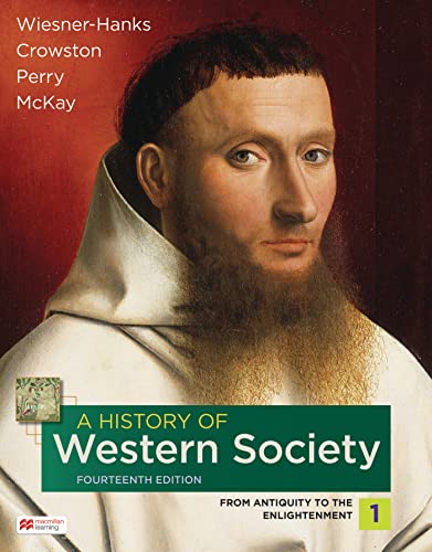 Textbook cover: “A History of Western Society, Volume 1” with portrait.