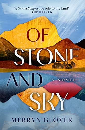 Book cover: "Of Stone and Sky" with mountains and a village scene.