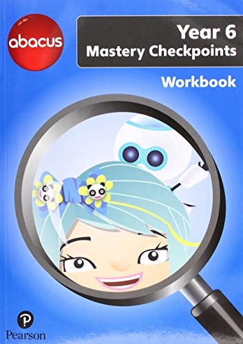 Year 6 math workbook cover with a magnifying glass and cartoon girl.