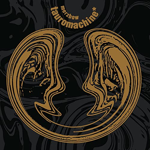 Merzbow “Tauromachine” CD cover: gold abstract shapes on a dark, swirling background.
