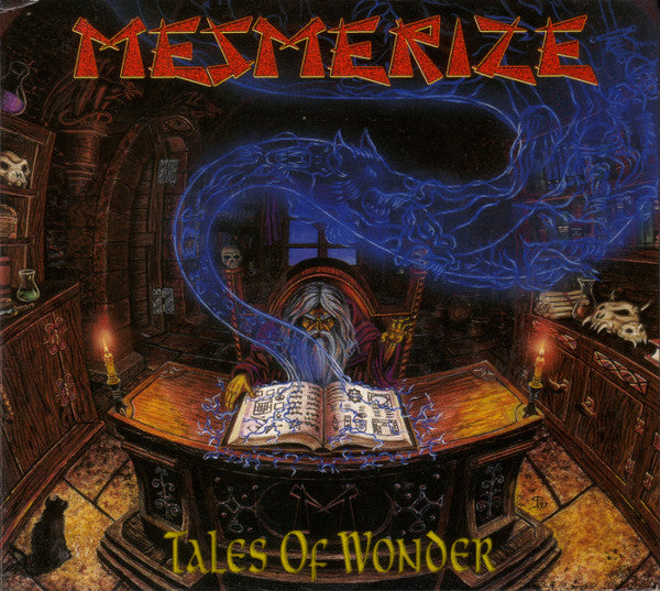 CD cover: wizard at desk with open book, magical energy swirling.