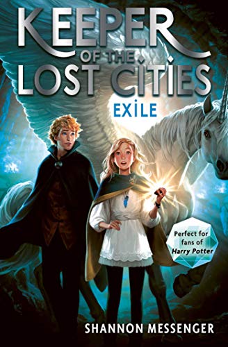 Book cover featuring a boy and girl standing before a large white winged unicorn.
