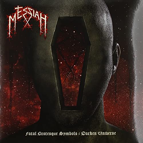 Album cover: faceless figure with a coffin-shaped void and starry sky.