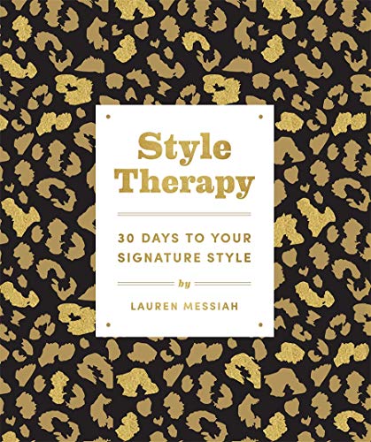Book cover with gold leopard print and white title: "Style Therapy".